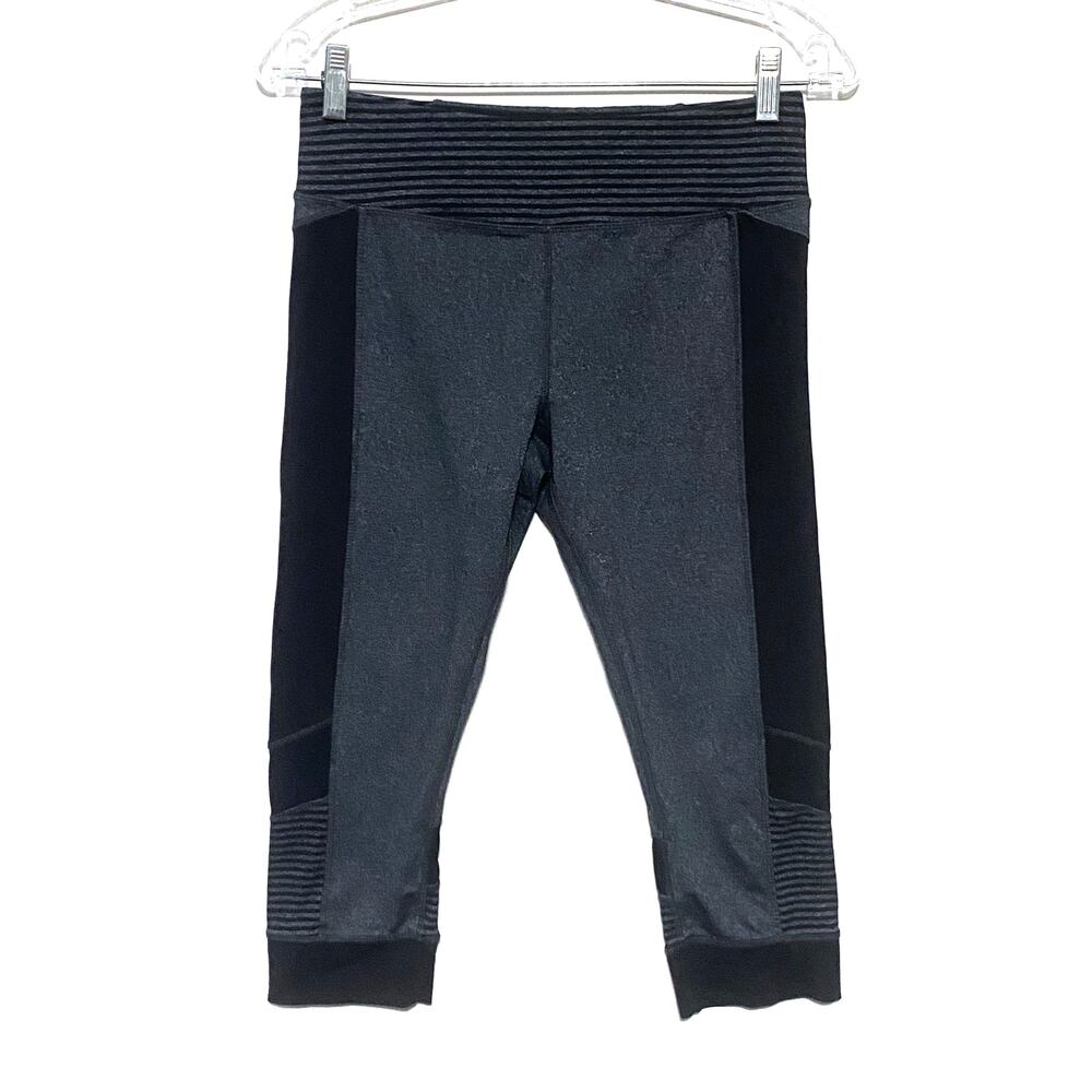 Kyodan Black Gray Leggings Womens M Athleisure Activewear Yoga Zip Waist Pocket